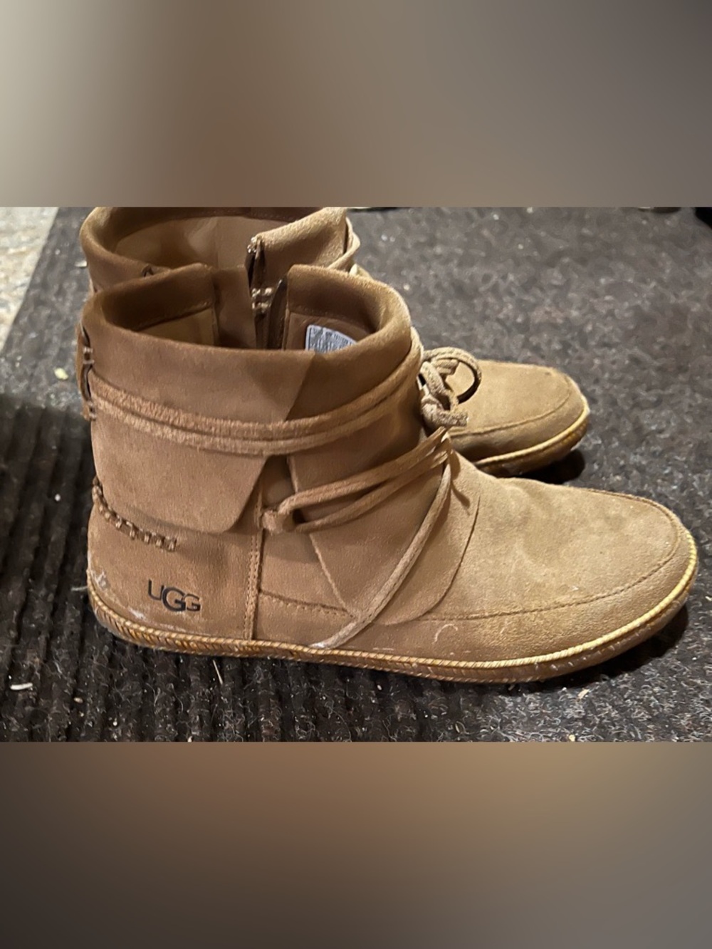 Women’s UGG Tan Reid Suede Wrap Ankle Boots